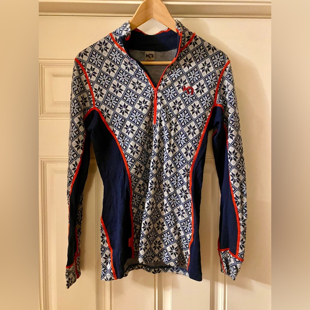 Kari Traa Merino Wool Rose Half Zip Base Layer Top Size L